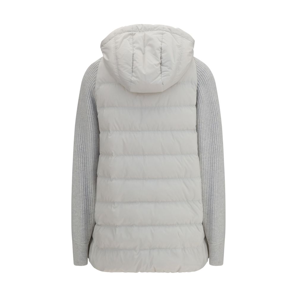 Gray Polyester Full-Length Jacket