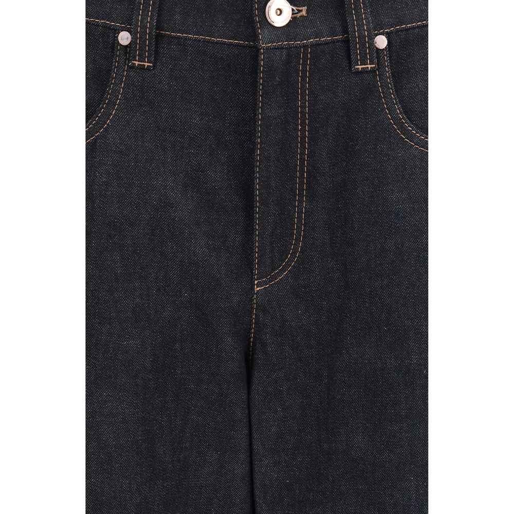 Blue Cotton Straight-Leg Jeans