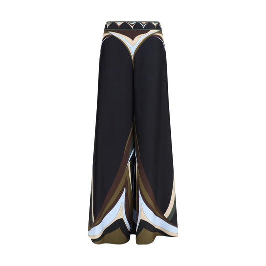 Black Silk Flared Pants