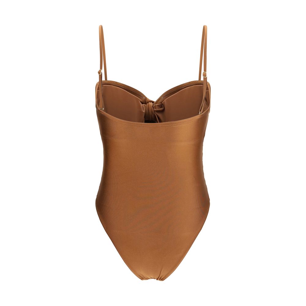 Beige Polyamide One-Piece Swimsuit