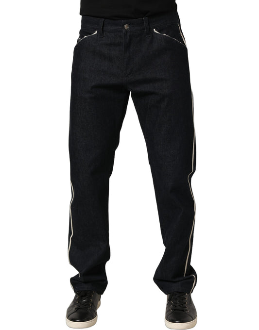 Black Cotton Mid Waist Classic Men Denim Jeans