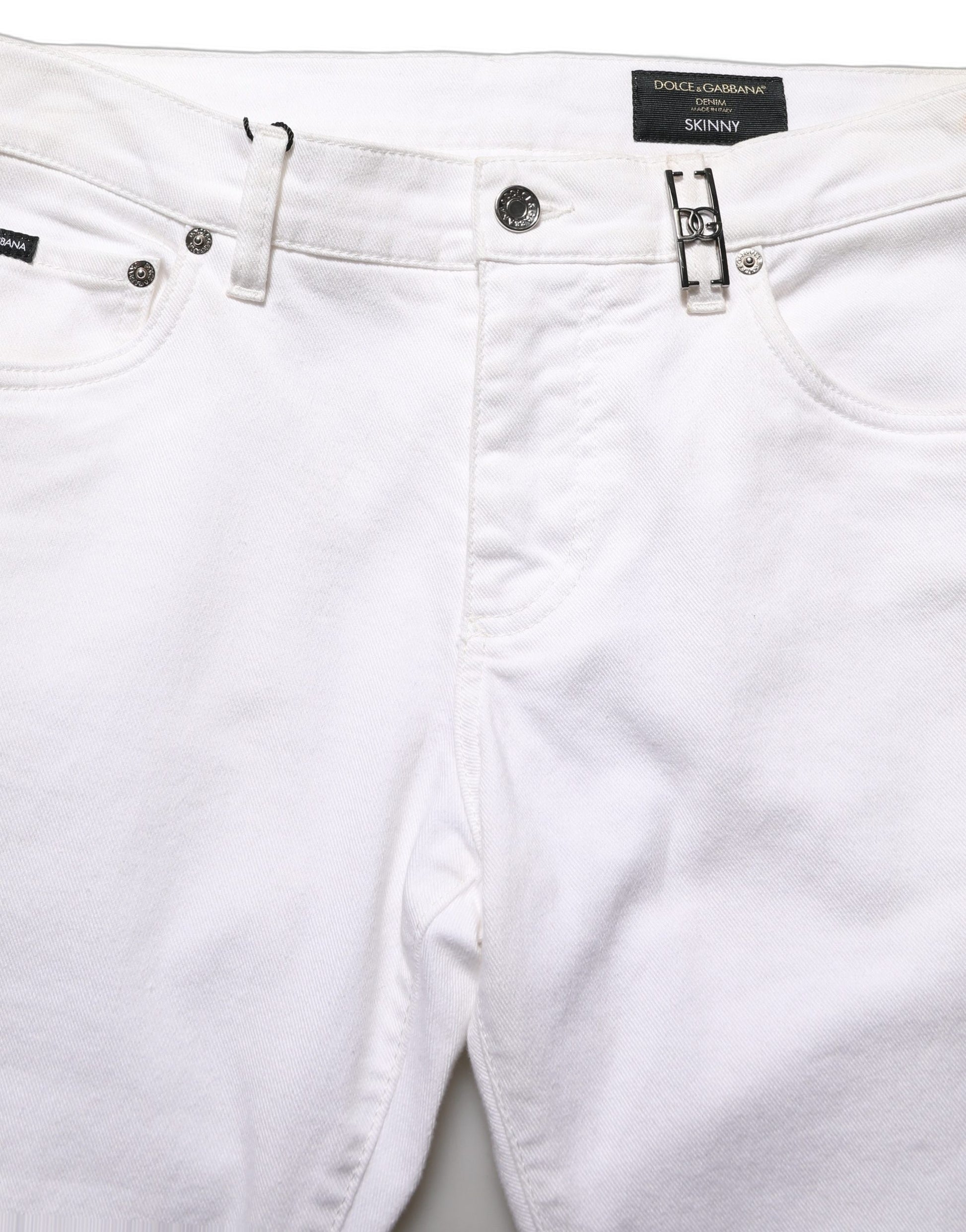 White Cotton Skinny Mid Waist Denim Jeans