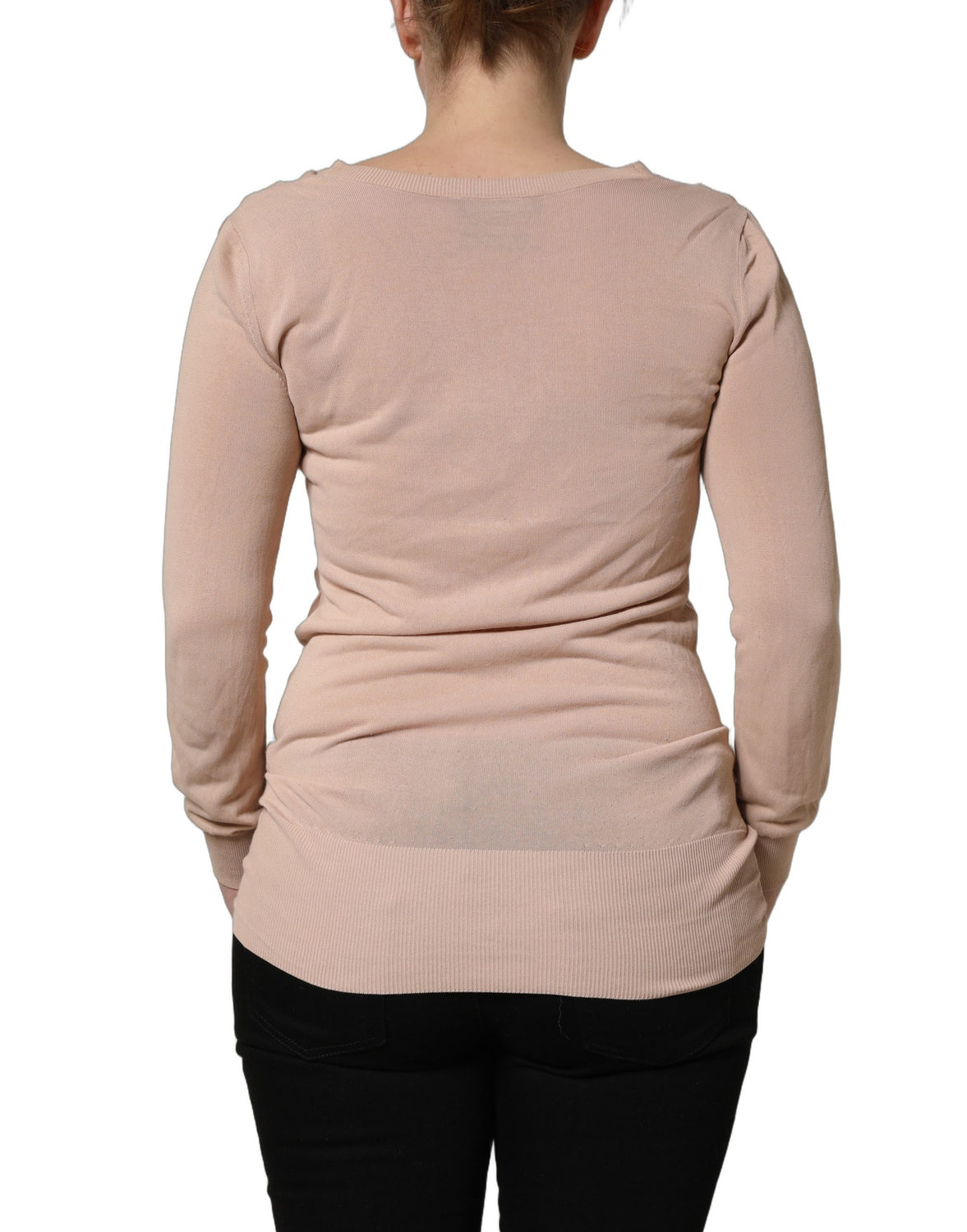 Beige Ribbed V-neck Front Tie Cardigan Sweater
