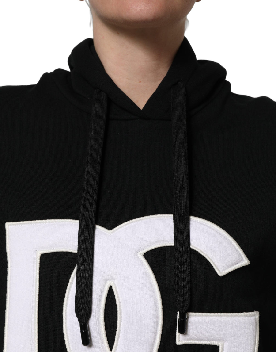 BlackWhite Appliqué Hooded Sweatshirt Sweater
