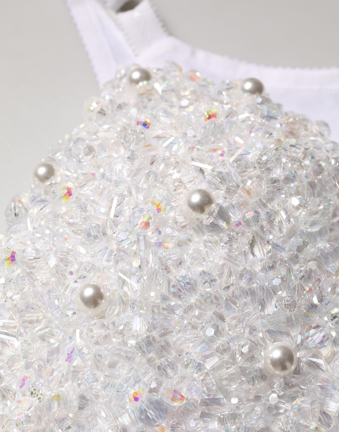 White Pearls Beaded Corset Bustier Crop Top
