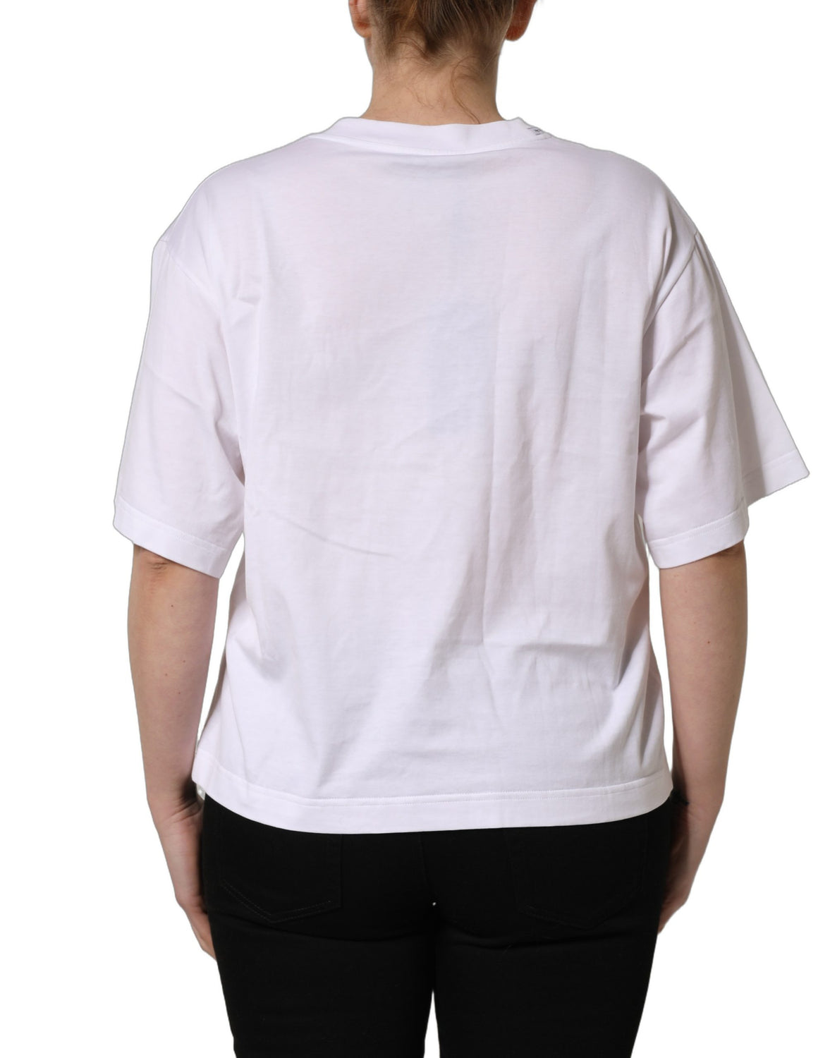 White Italia Flag Patch Round Neck T-shirt