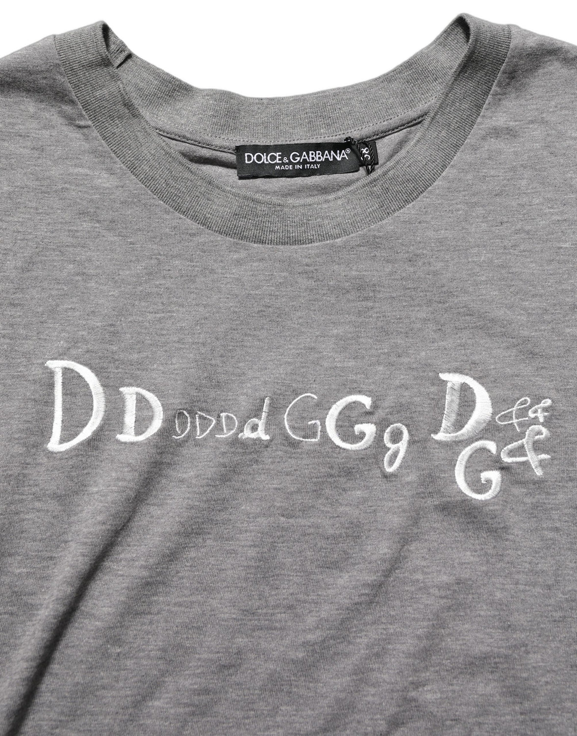 Gray Logo Embroidery Short Sleeve T-shirt