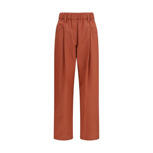 Orange Cotton Casual Pants