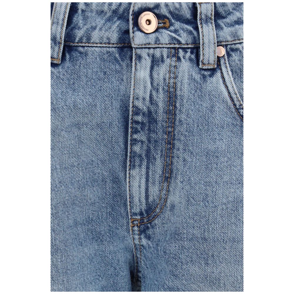 Blue Cotton Straight-Leg Jeans