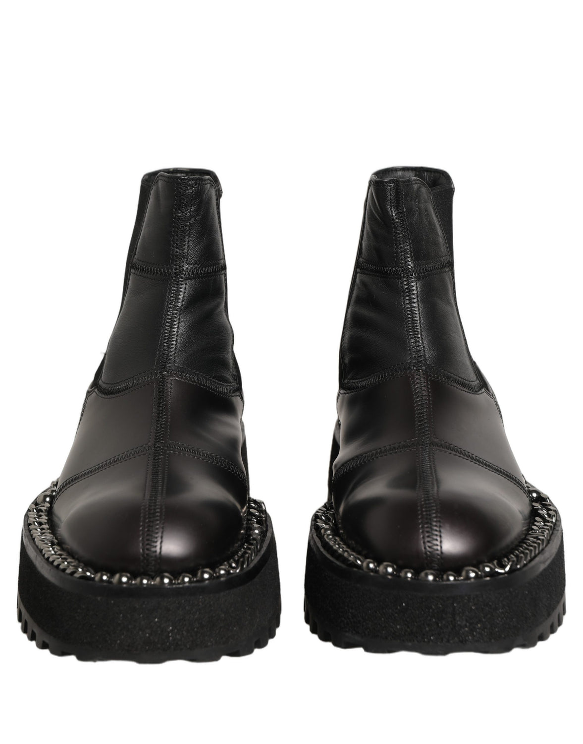 Black Leather Slip On Chelsea Boots Shoes