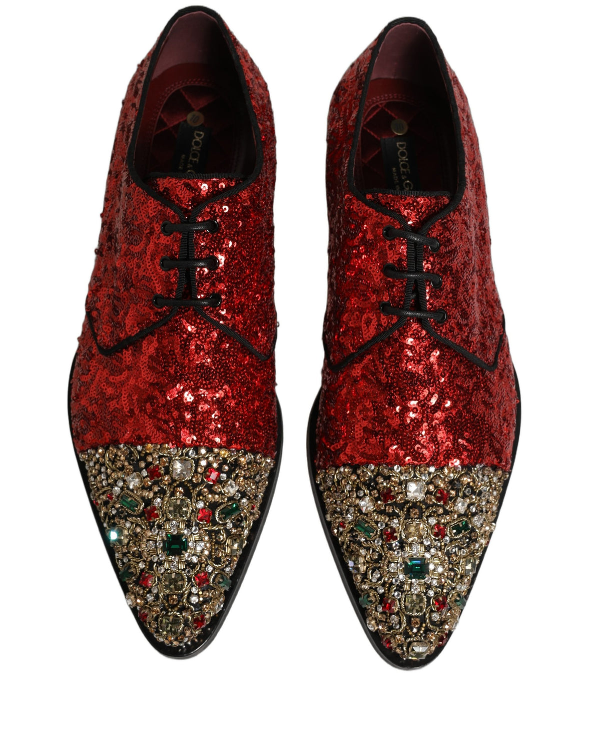 Red Sequin Embellished Men Derby Dress Shoes