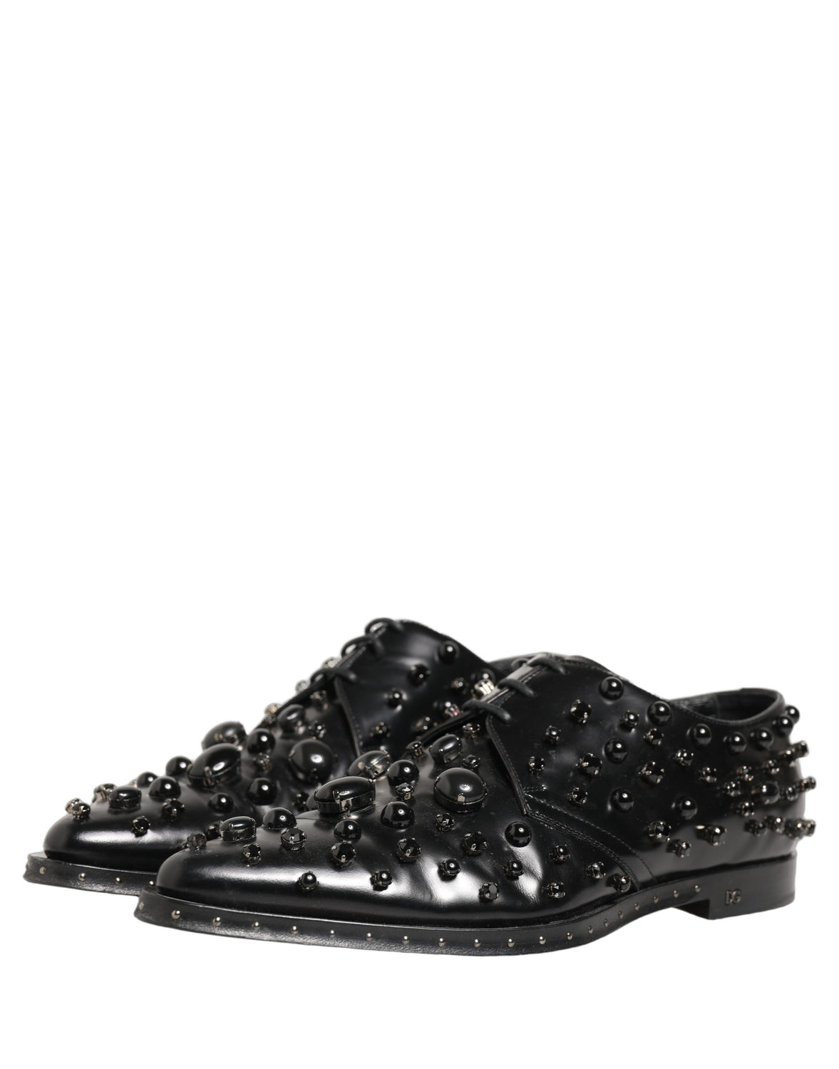 Black Leather Studded Men Formal Derby Shoes