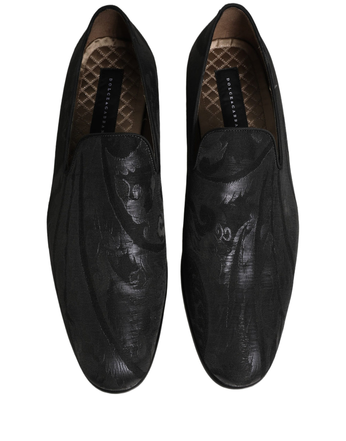 Black Brocade Men Slip On Dress Loafers Shoes