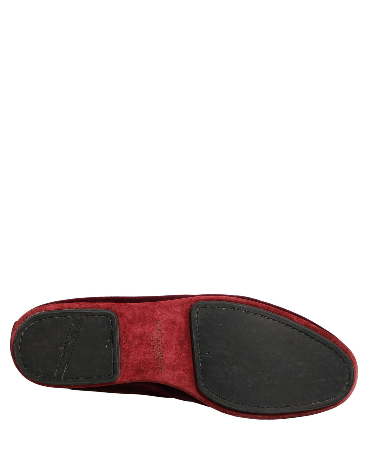 Burgundy Velvet Crown Slip On Loafers Shoes