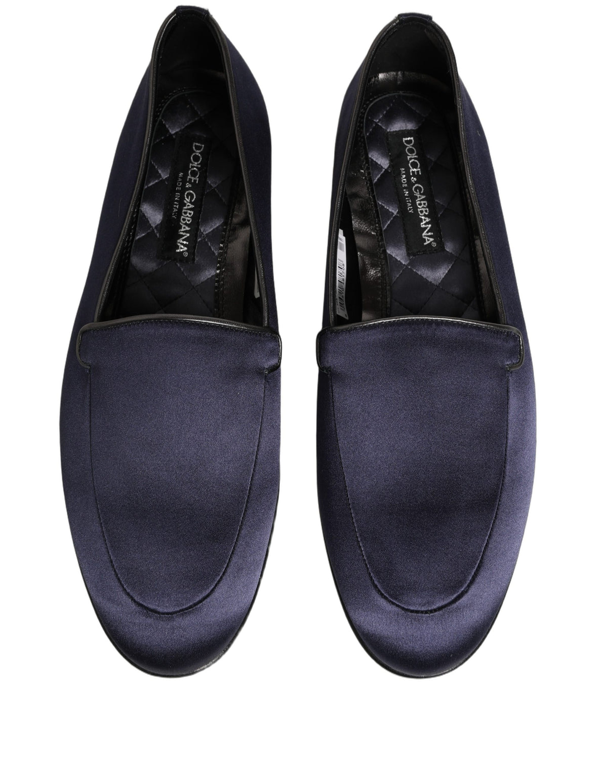 Blue Satin Logo Slip On Flats Loafers Shoes