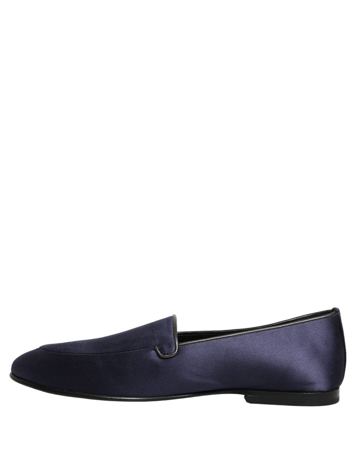 Blue Satin Logo Slip On Flats Loafers Shoes