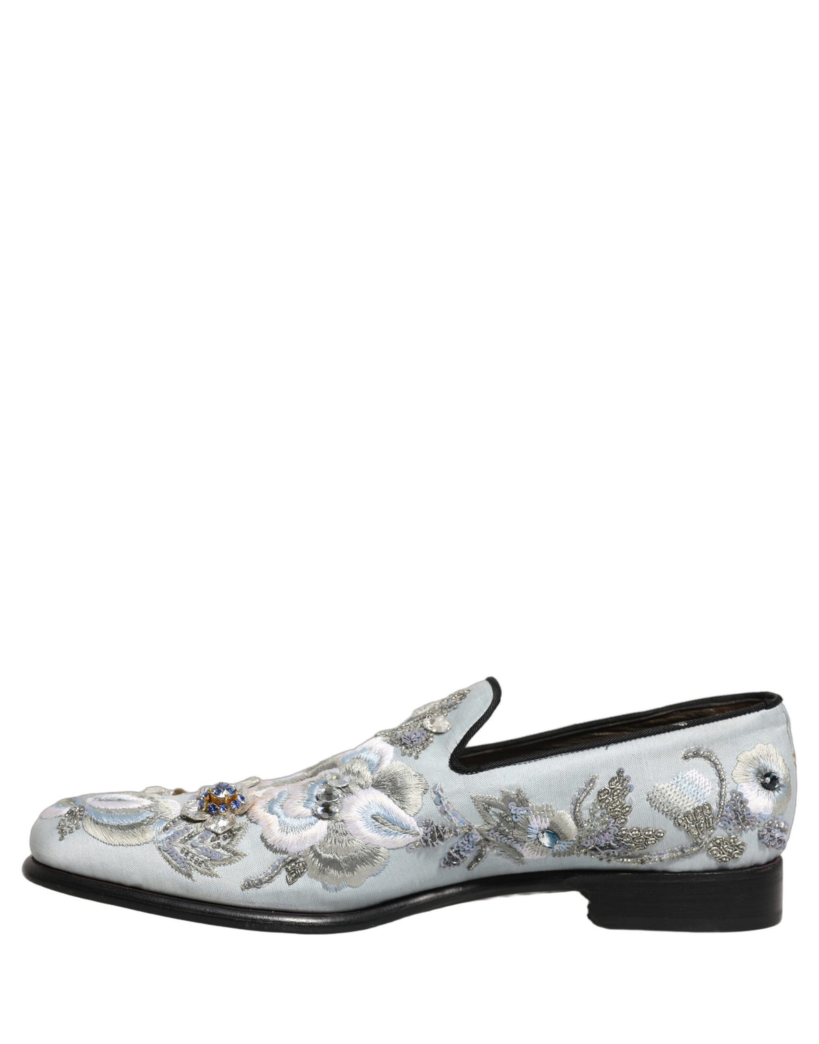 White Floral Embellished Men Loafers  Shoes