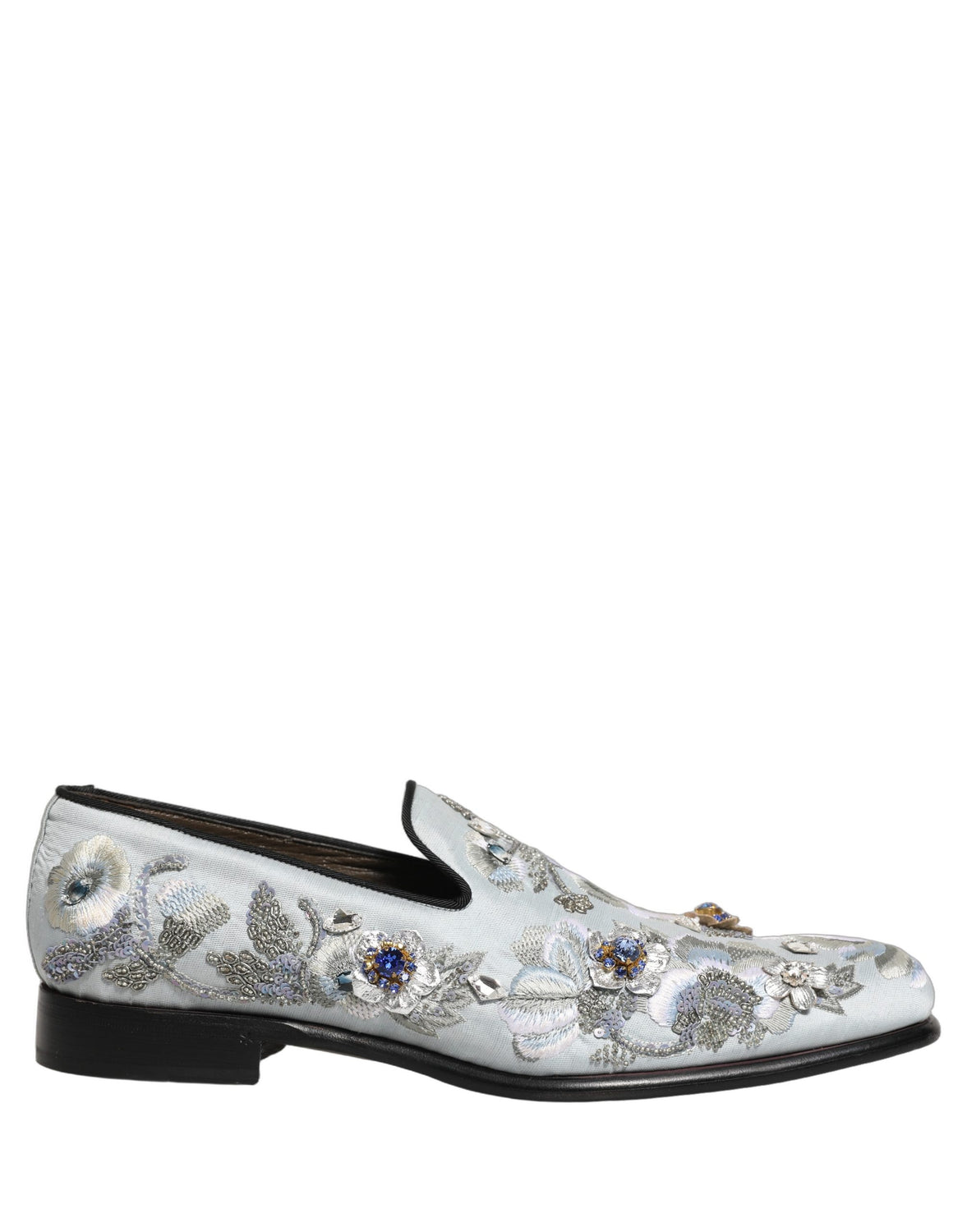 White Floral Embellished Men Loafers  Shoes