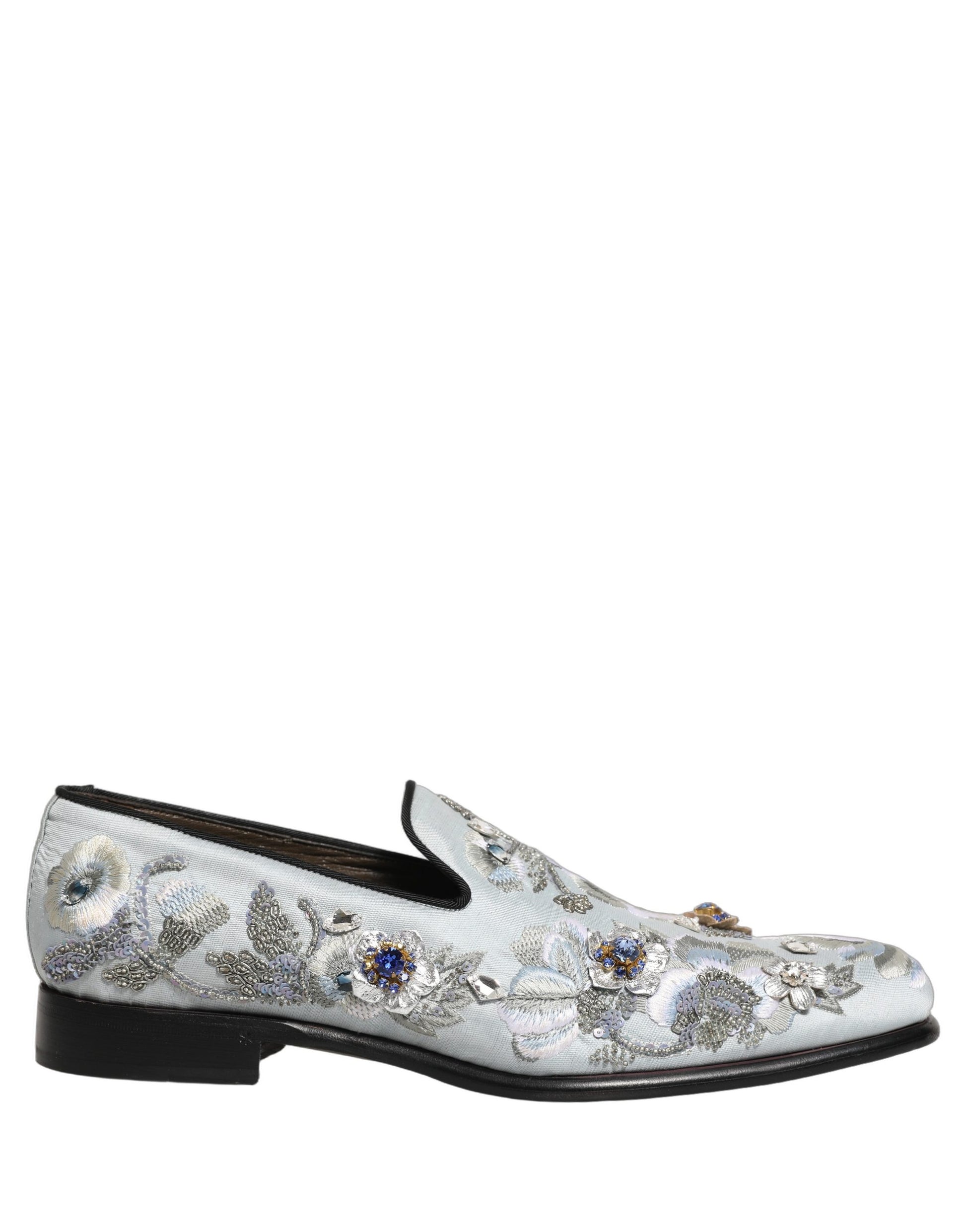 White Floral Embellished Men Loafers  Shoes