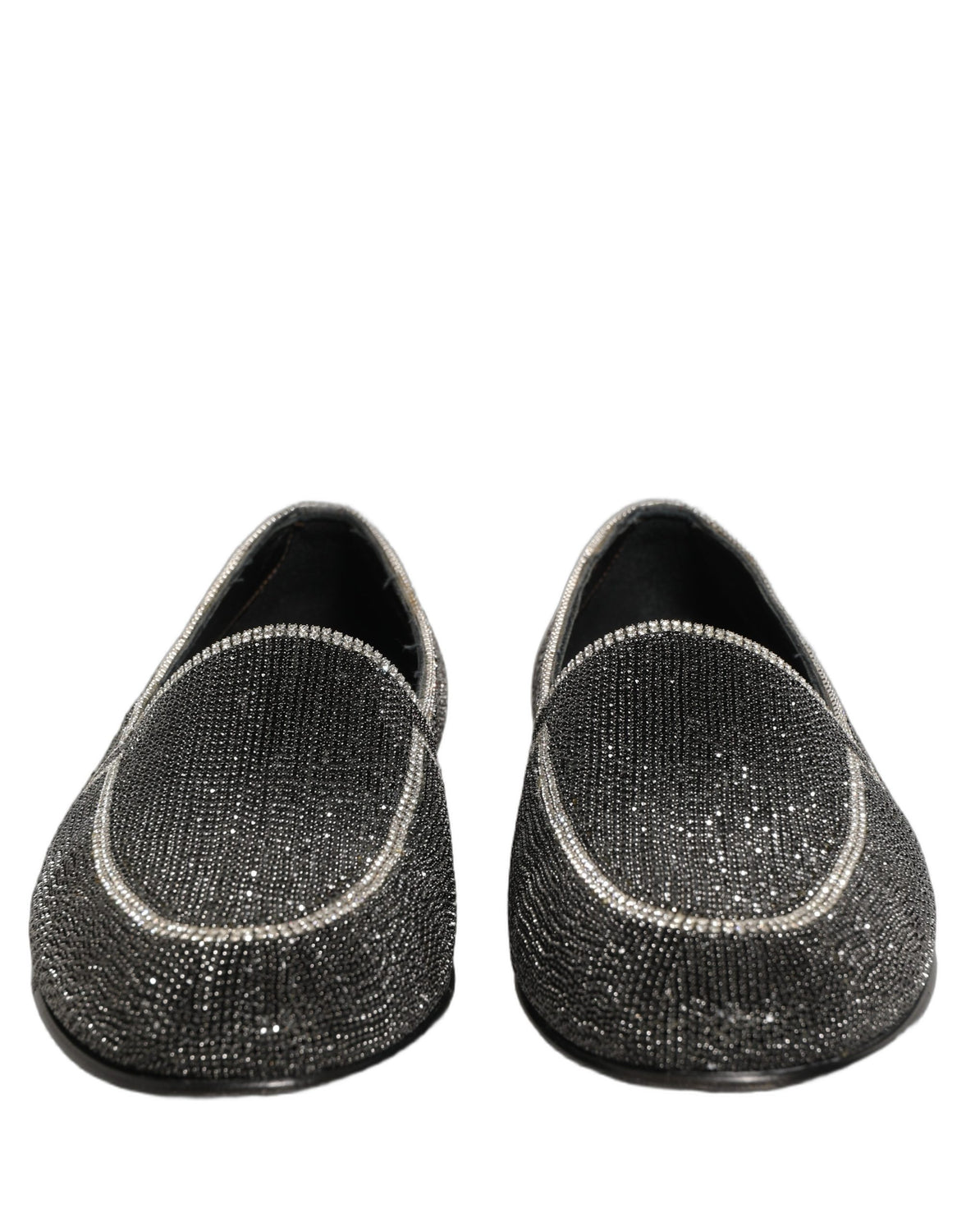 Black Crystal Embellished Men Loafers Shoes