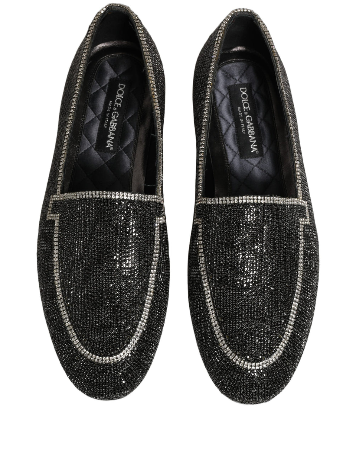 Black Crystal Embellished Men Loafers Shoes