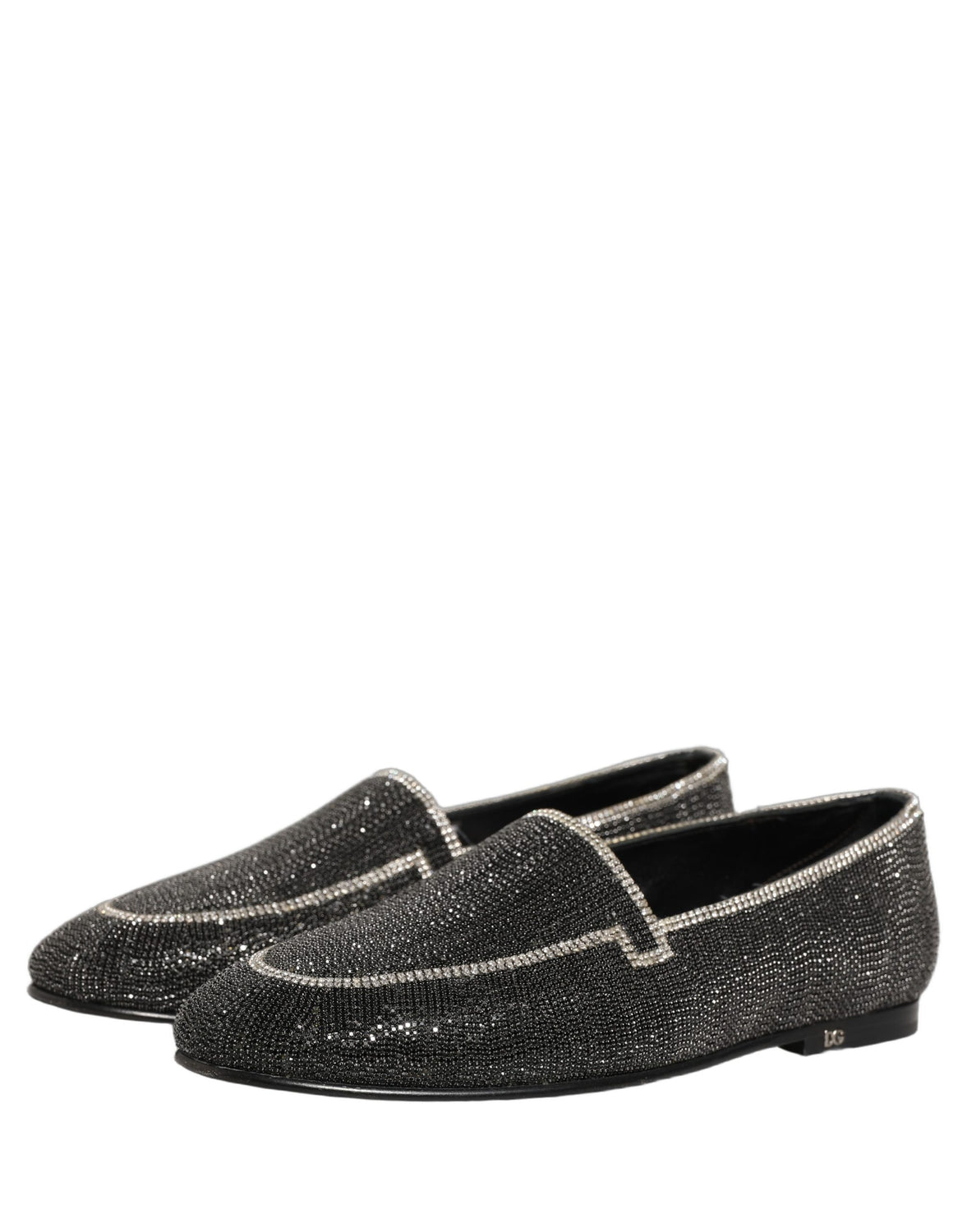 Black Crystal Embellished Men Loafers Shoes