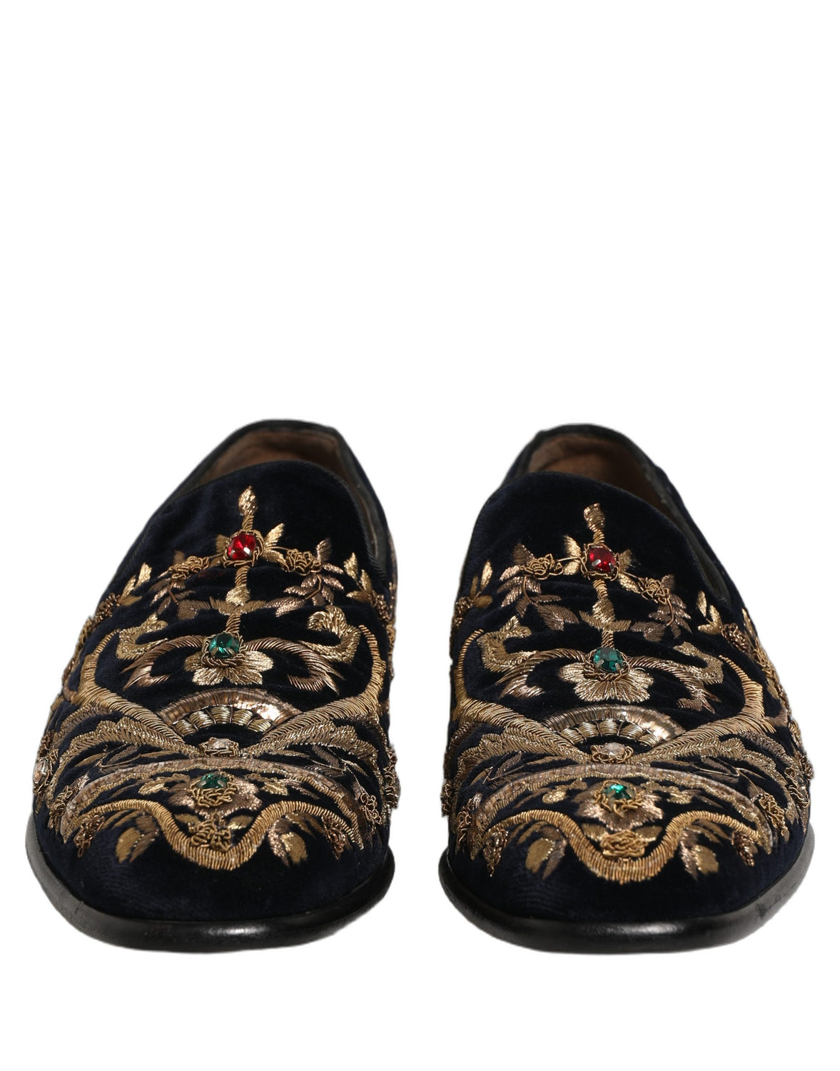 Black Velvet Embellished Dress Loafers Shoes