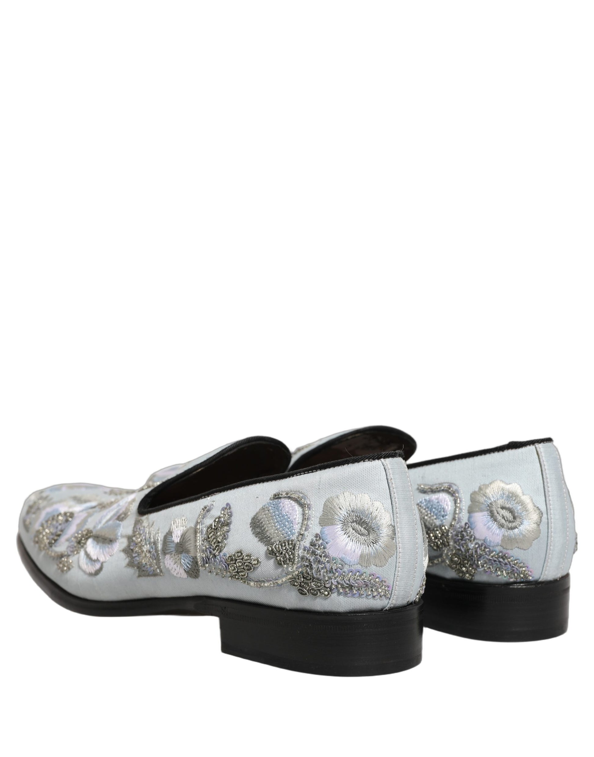 White Floral Embellished Men Loafers Shoes