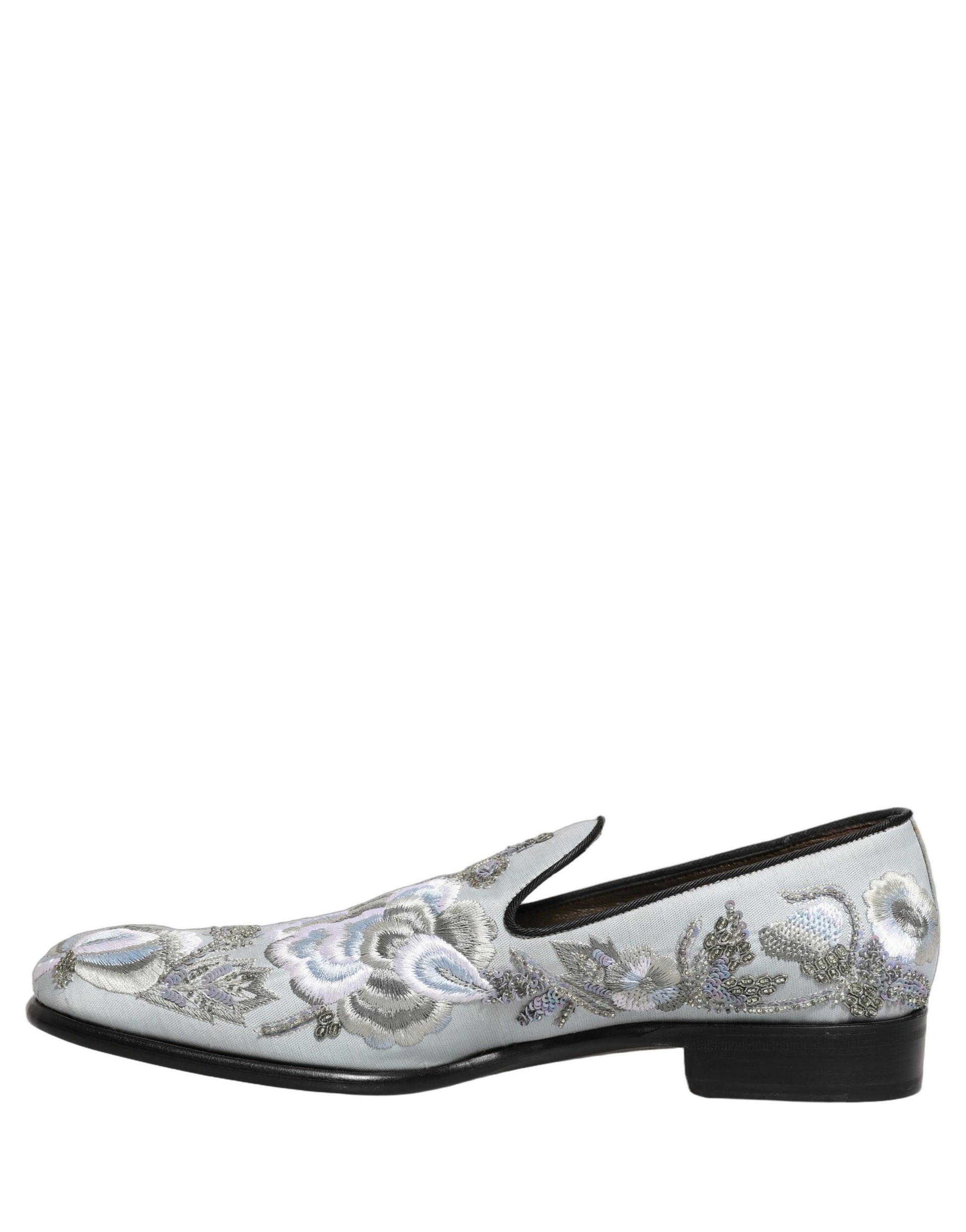 White Floral Embellished Men Loafers Shoes