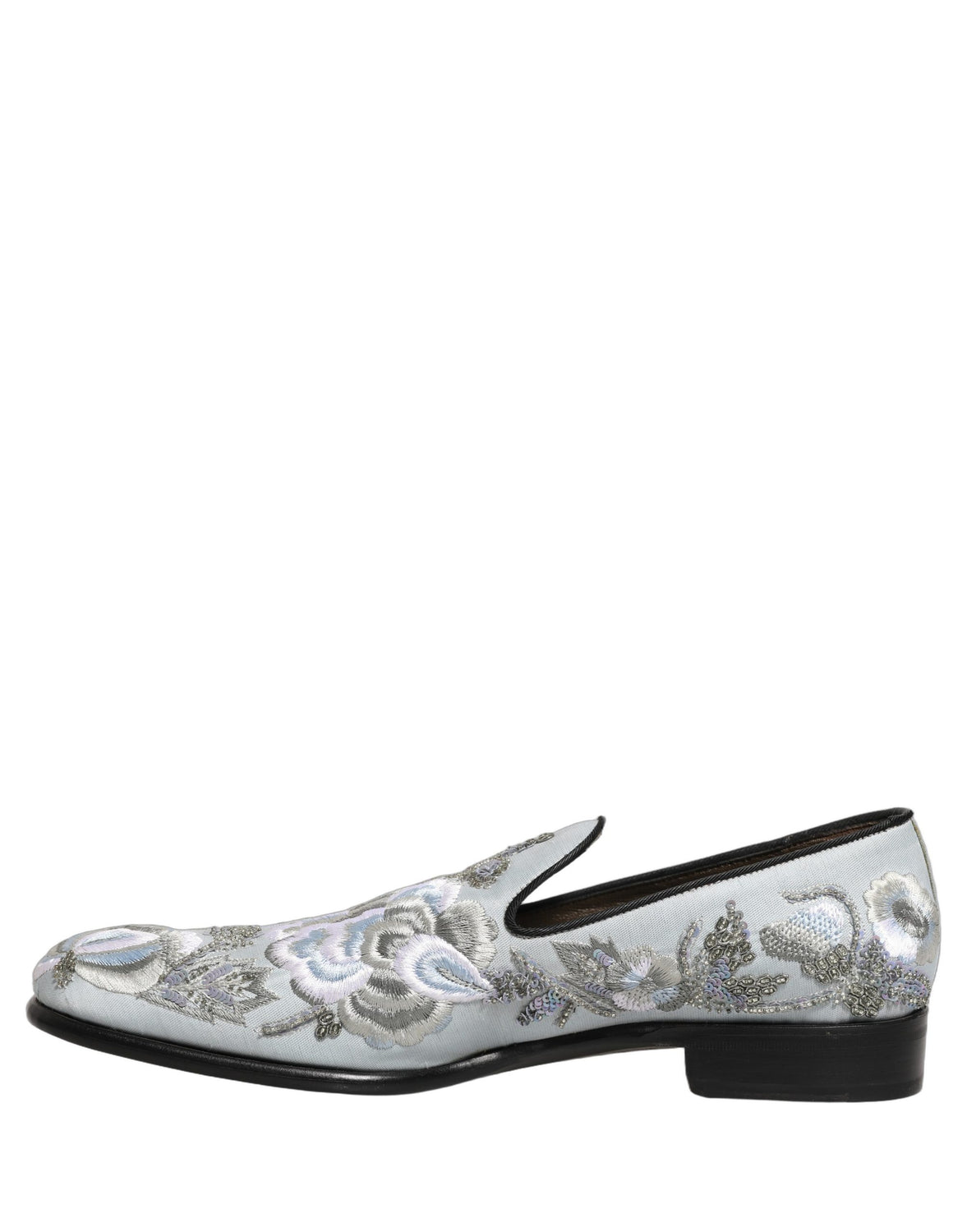 White Floral Embellished Men Loafers Shoes