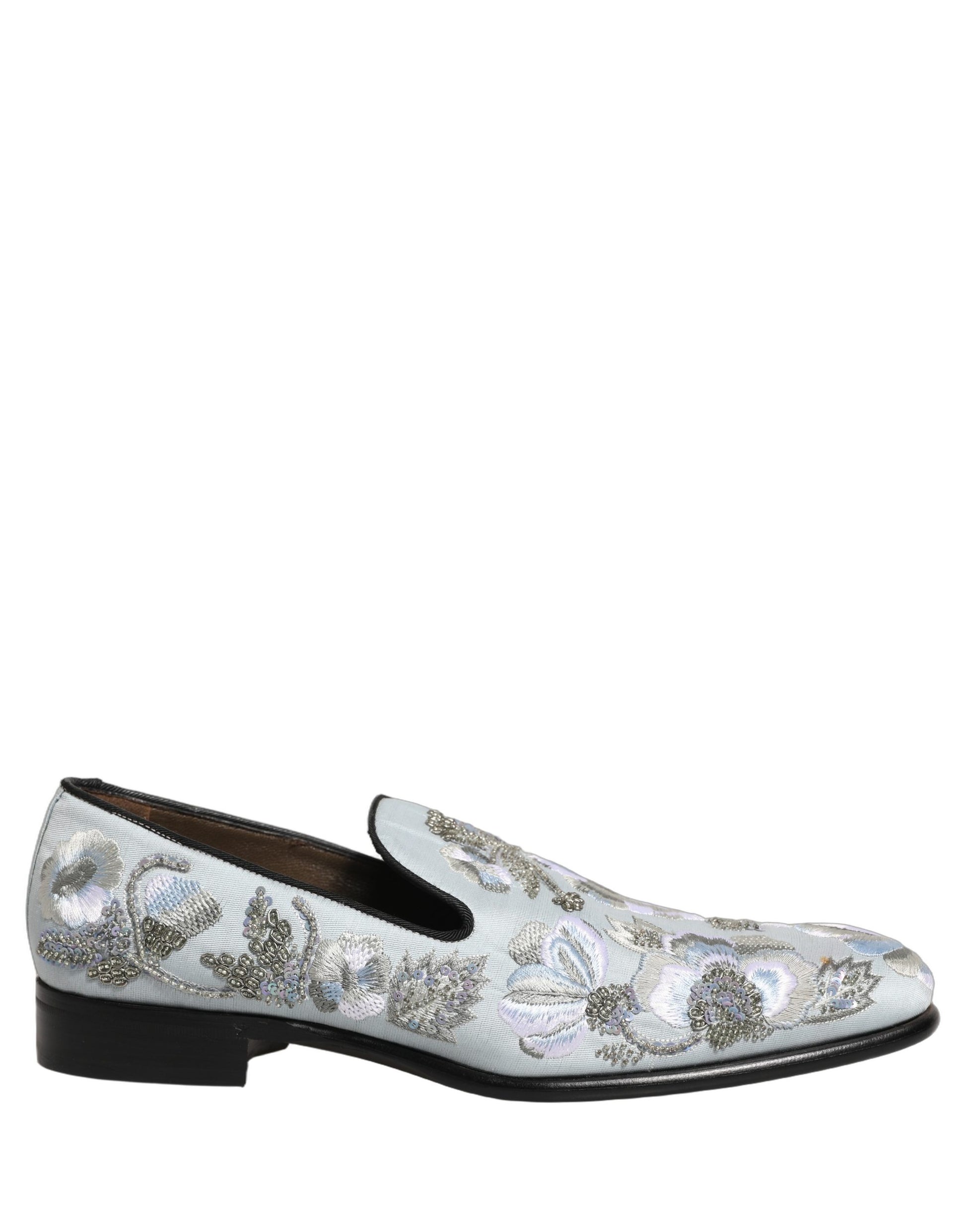 White Floral Embellished Men Loafers Shoes