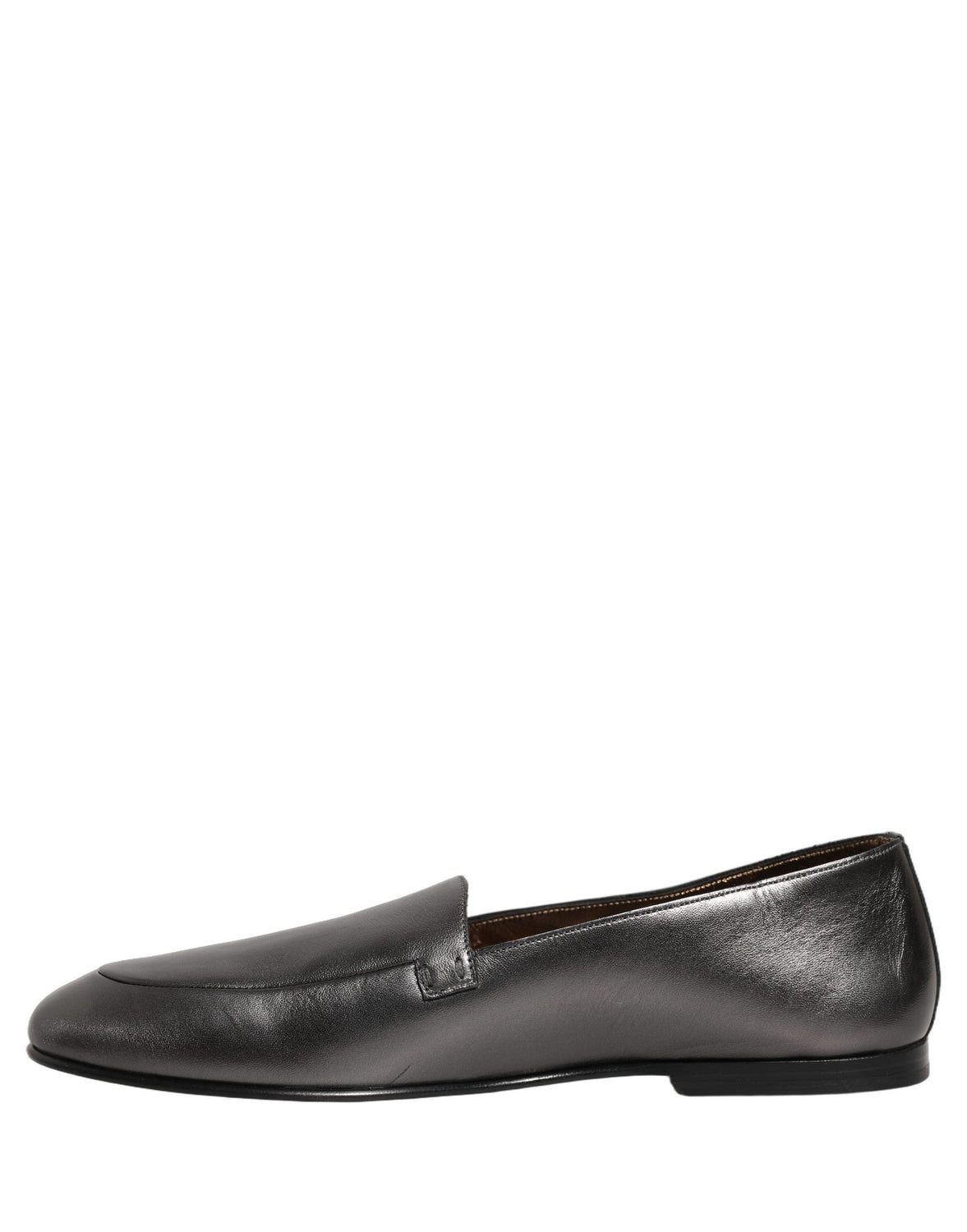 Silver Leather DG Logo Slip On Loafers Shoes