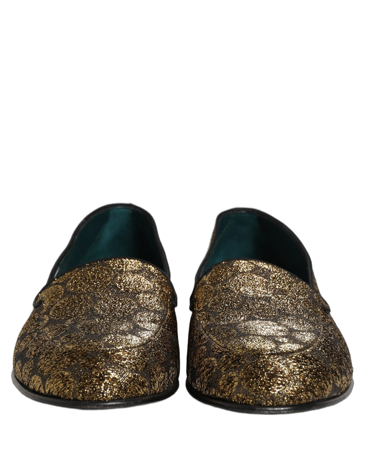 Gold Lurex Glitter Men Slip On Loafers Shoes