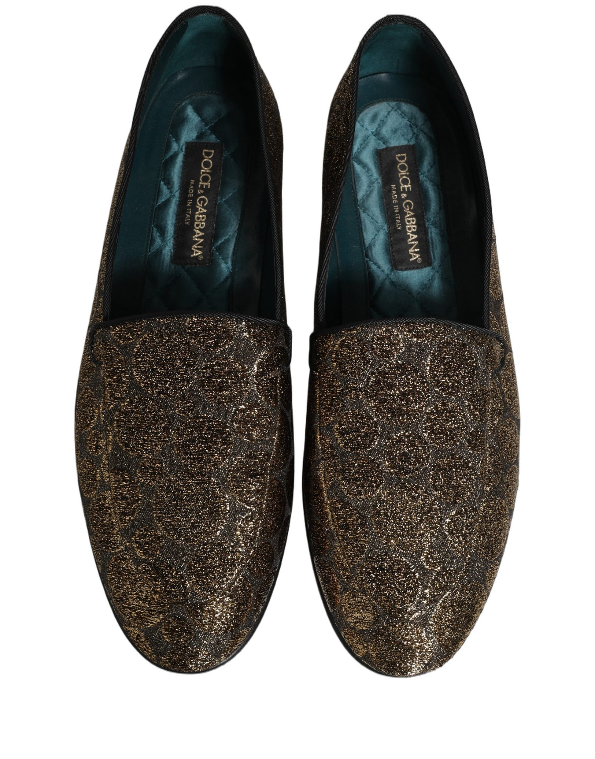 Gold Lurex Glitter Men Slip On Loafers Shoes