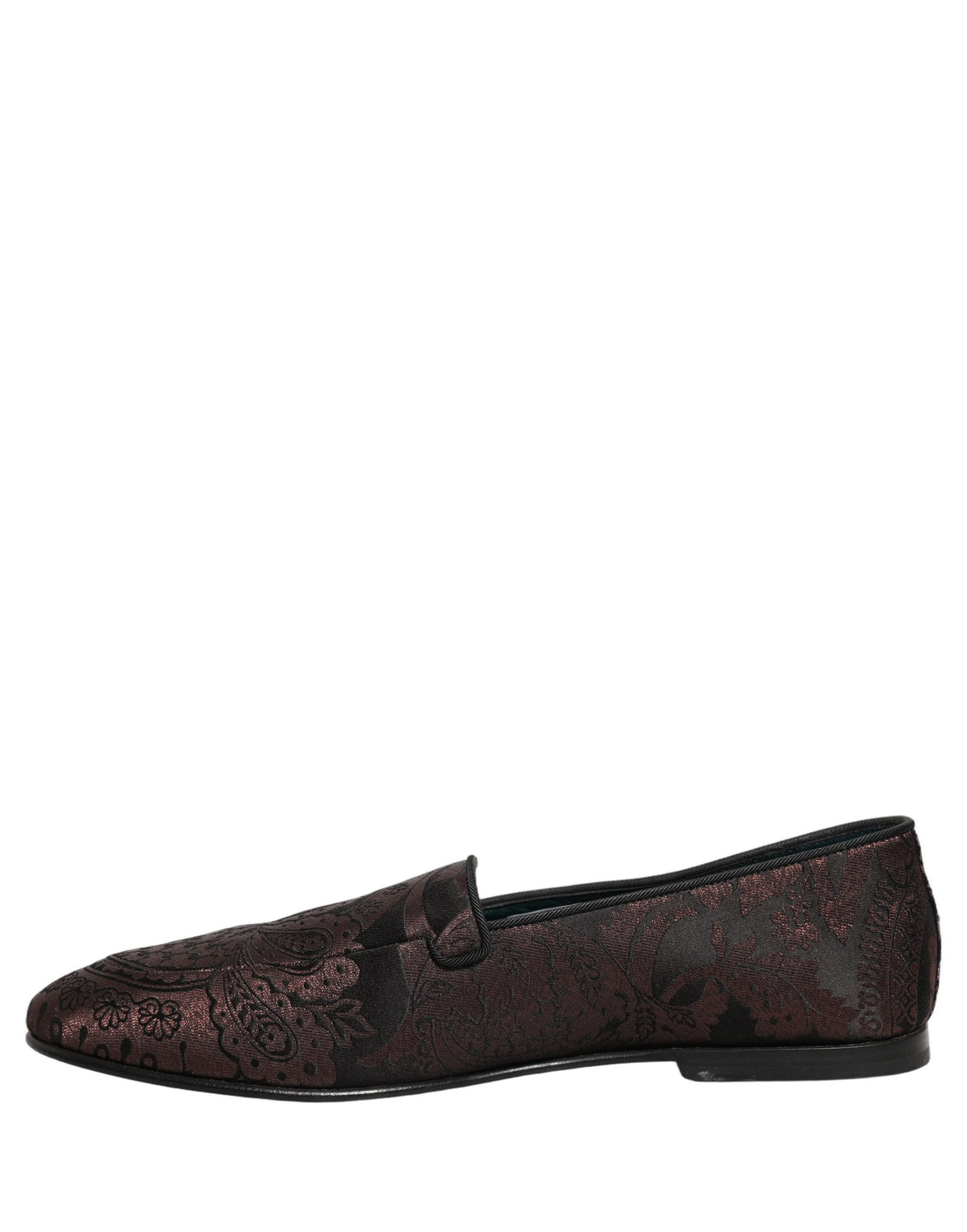 Maroon Jacquard Leather Slip On Loafers Shoes