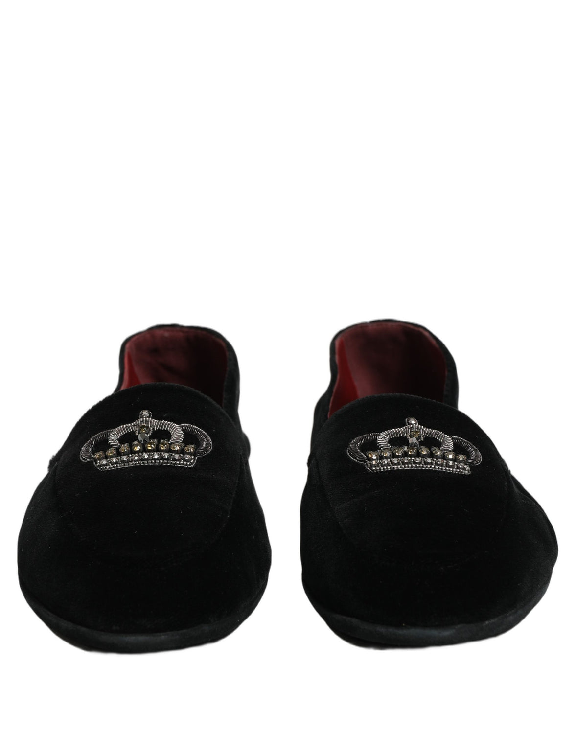 Black Crown Embellished Dress Loafers Shoes