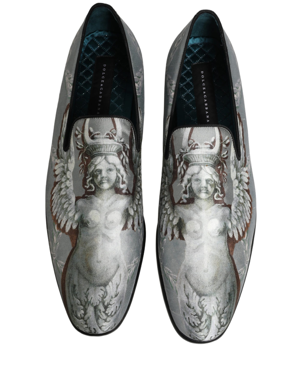 Gray Baroque Angel Velvet Men Loafers Shoes