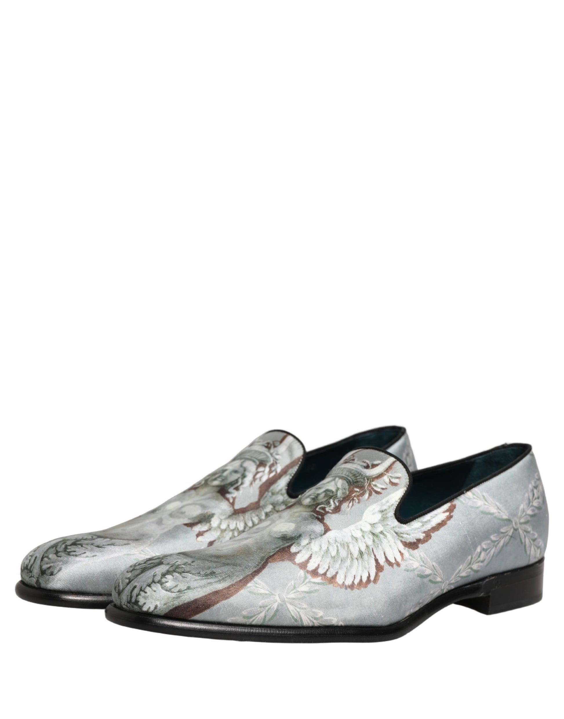 Gray Baroque Angel Velvet Men Loafers Shoes