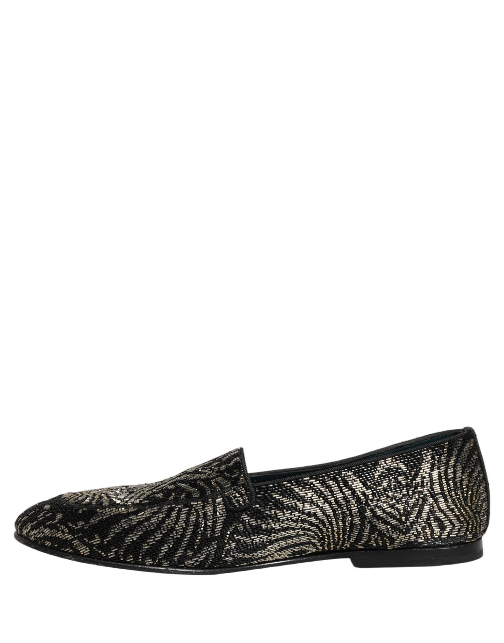Black Silver Embellished Dress Loafers Shoes