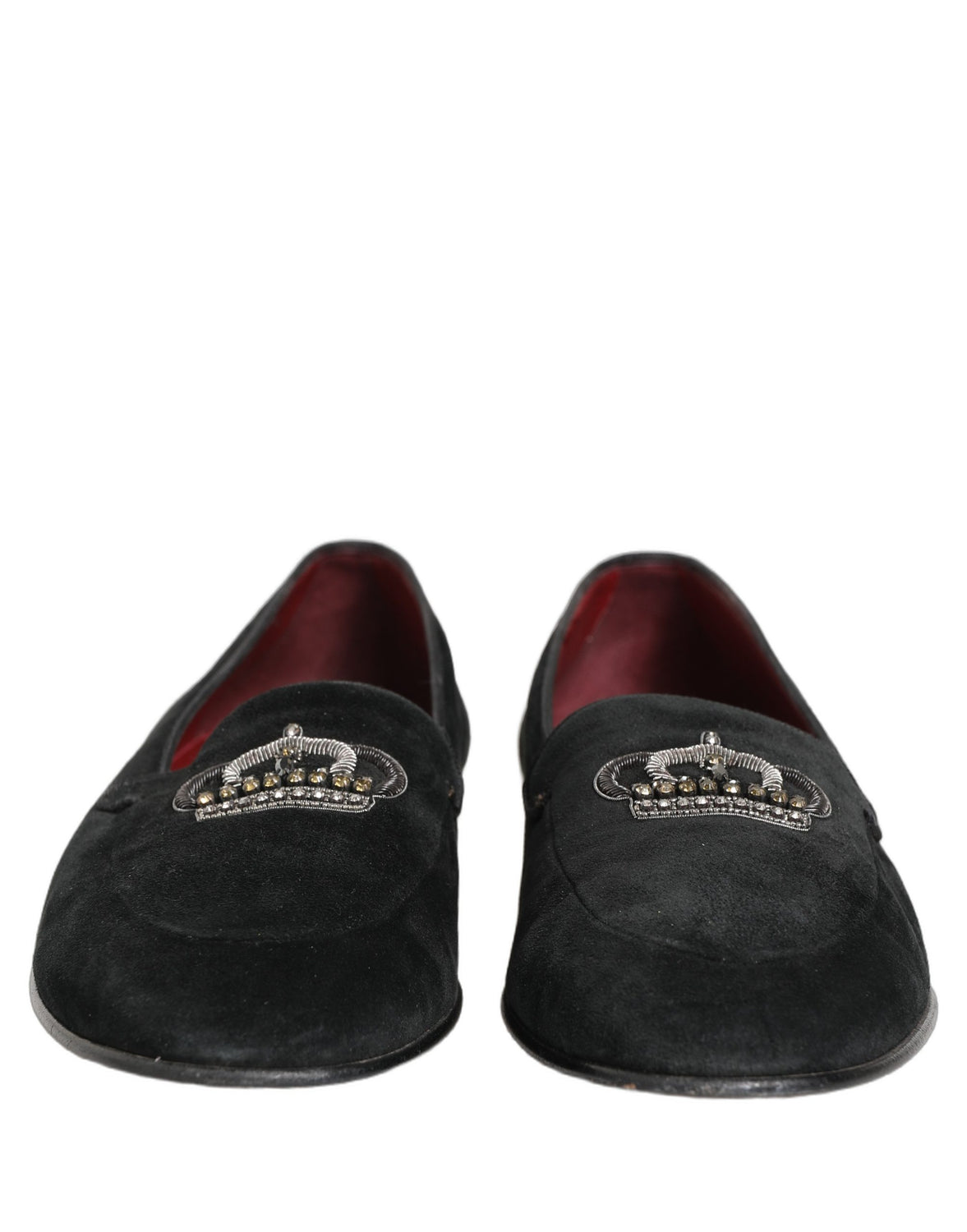 Black Crown Embellished Dress Loafers Shoes