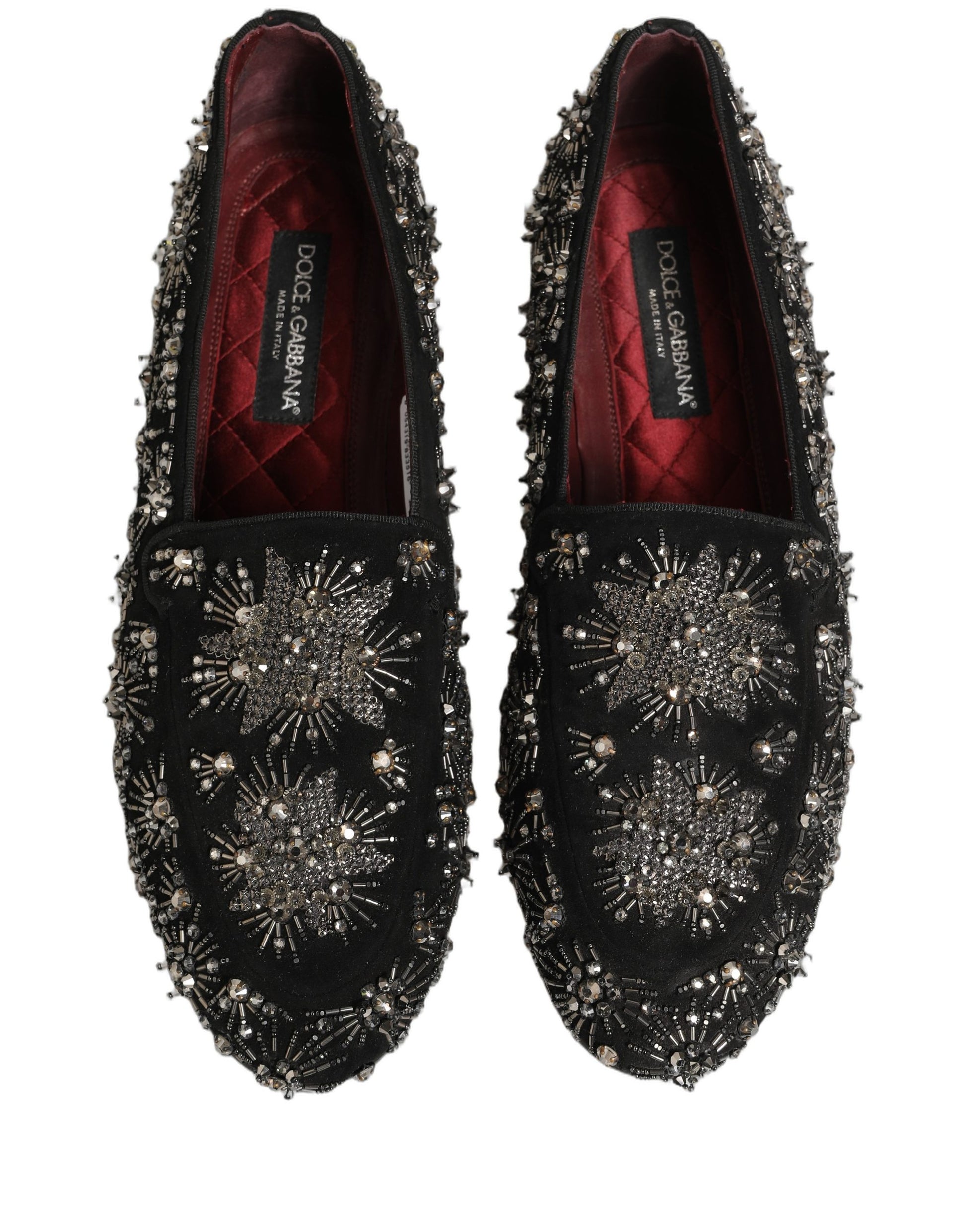 Black Crystal Embellished Dress Loafers Shoes