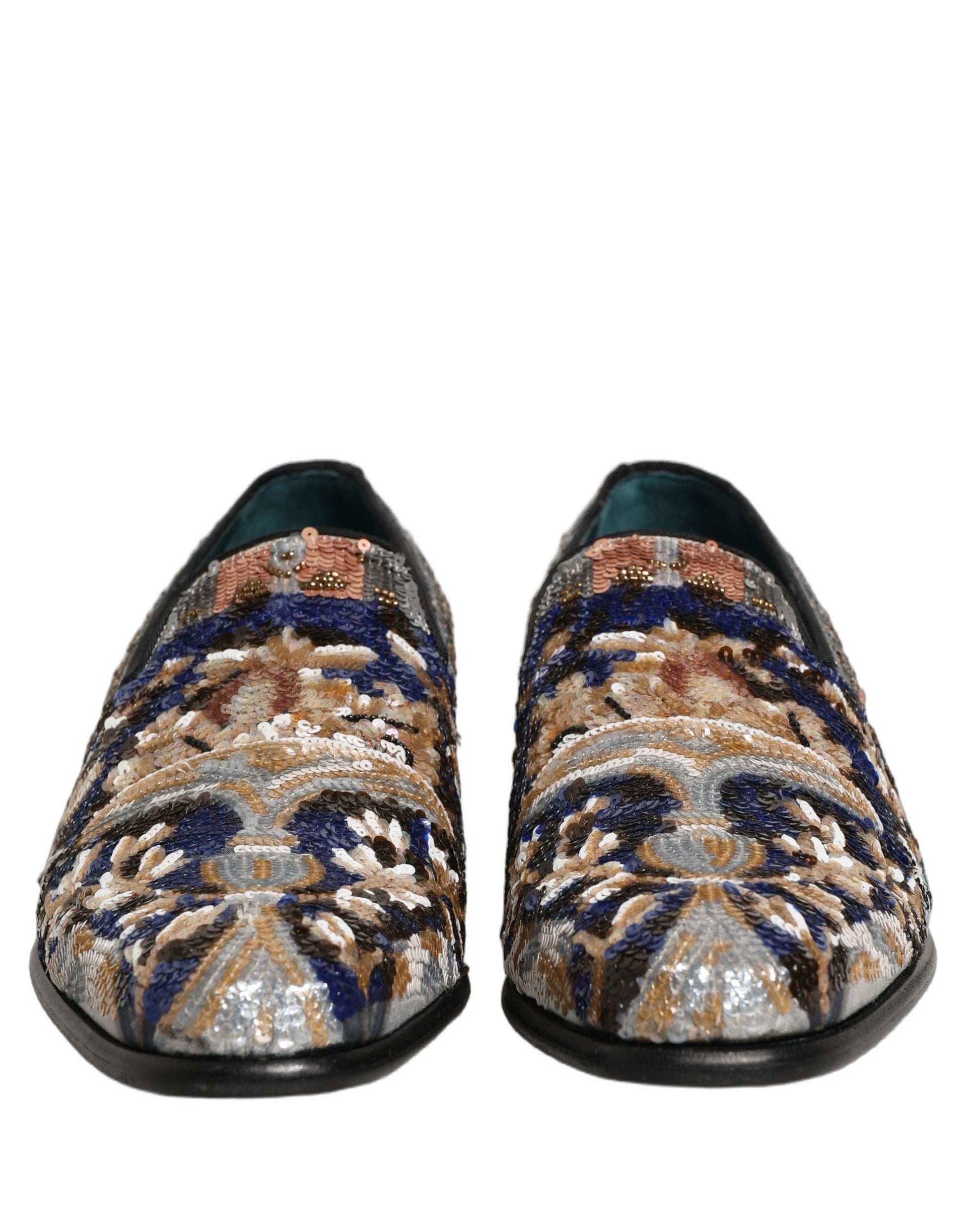 Multicolor Embroidered Sequin Loafers Shoes