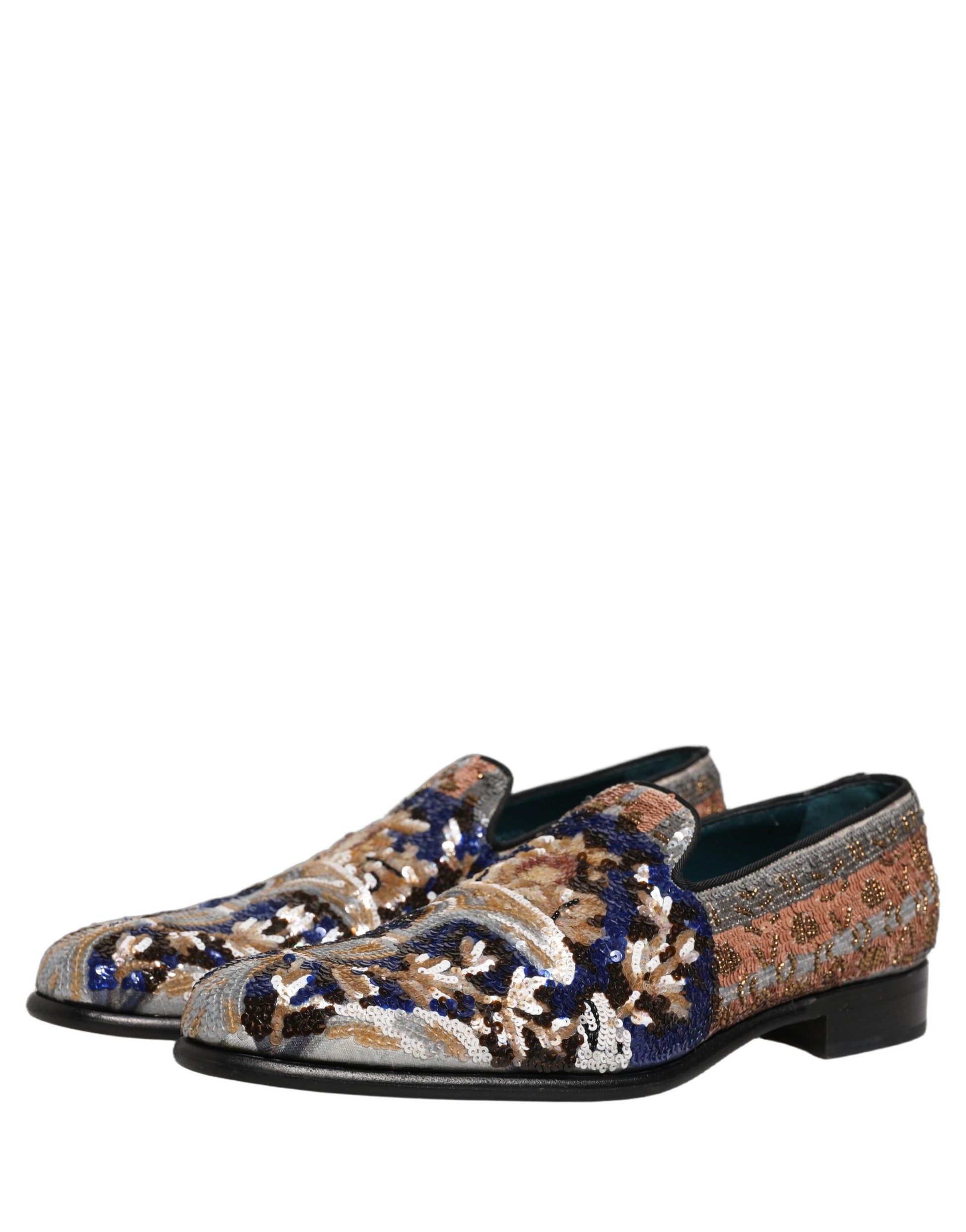 Multicolor Embroidered Sequin Loafers Shoes