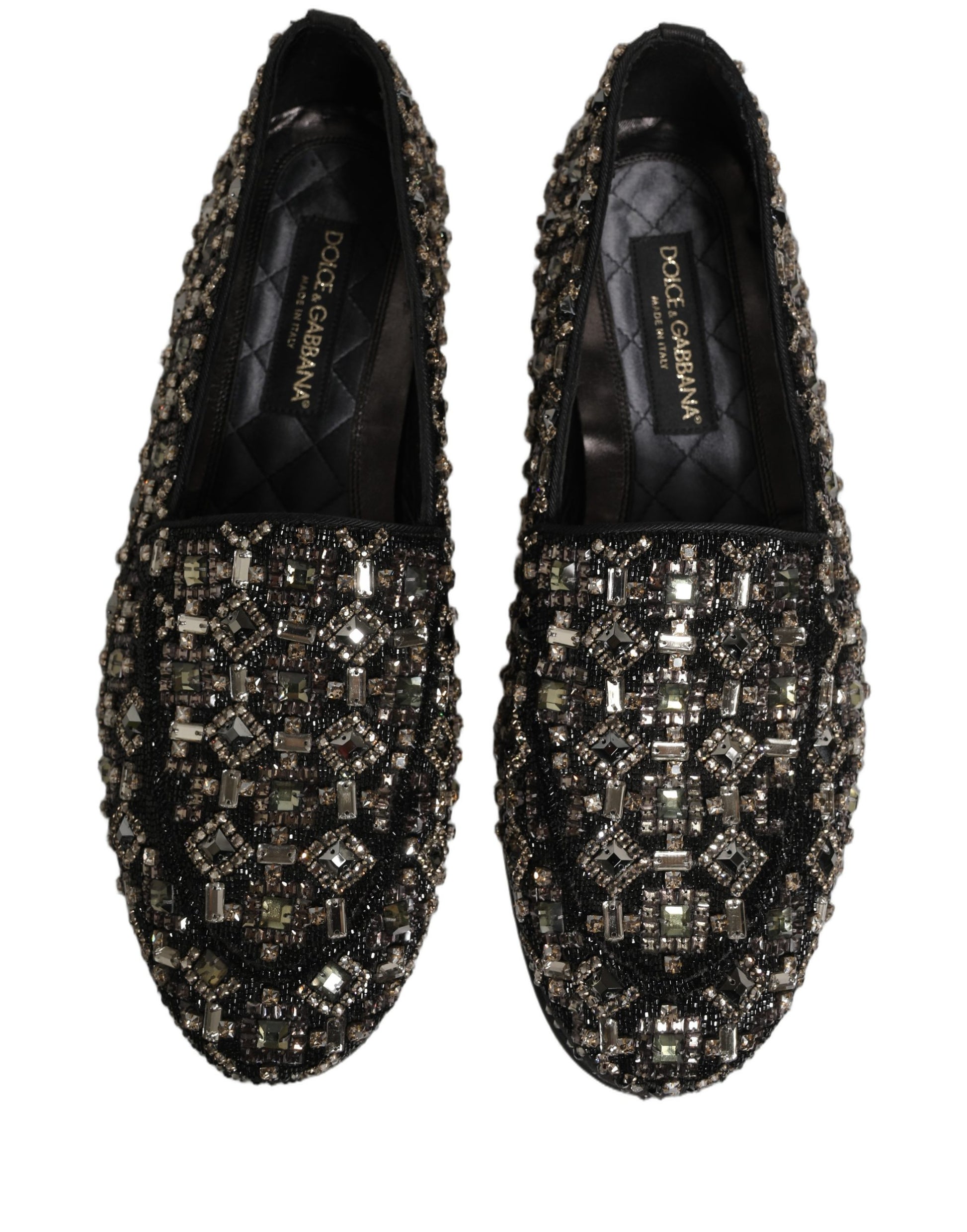 Black Crystal Embellished Dress Loafers Shoes