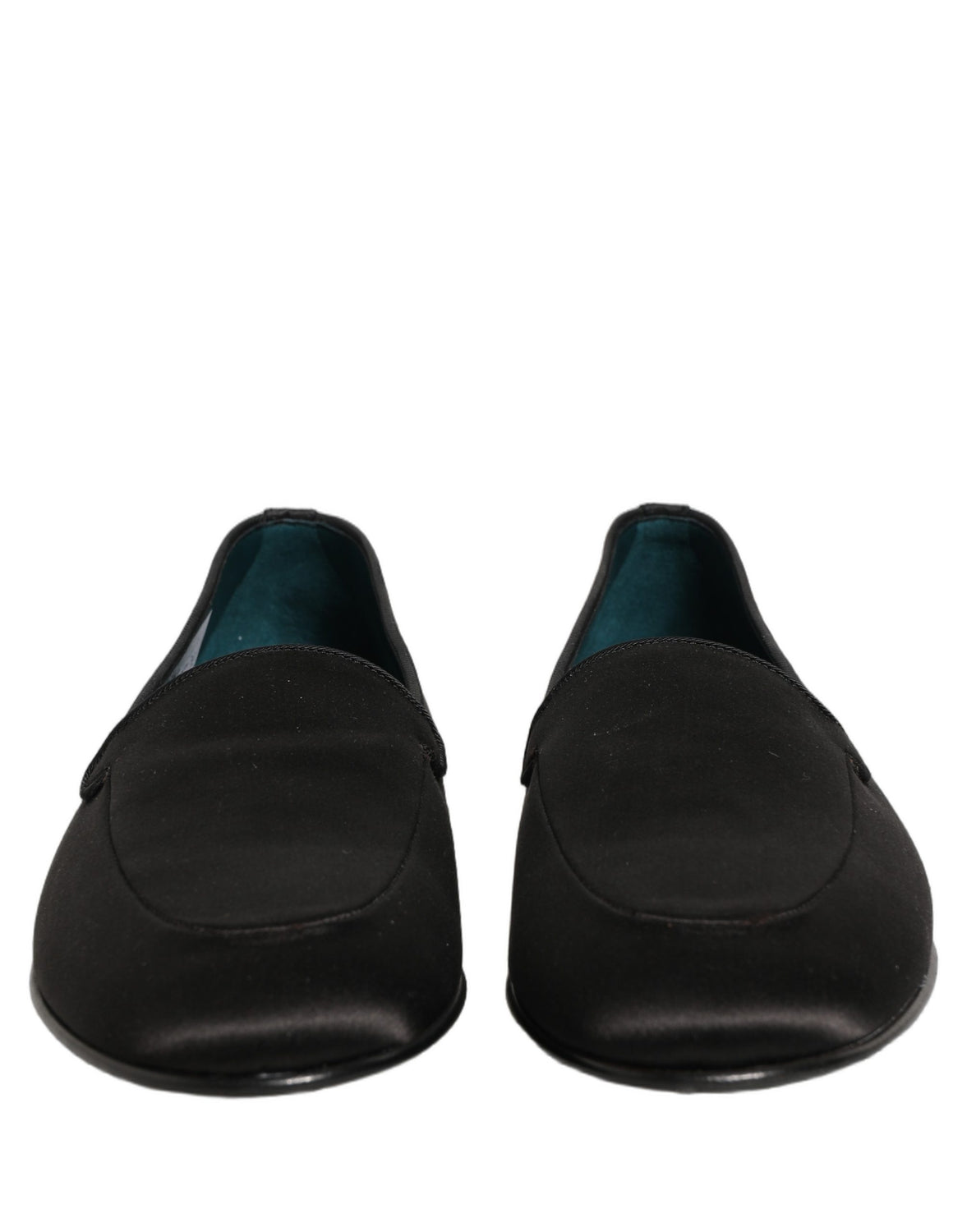 Black Satin Logo Slip On Flats Loafers Shoes