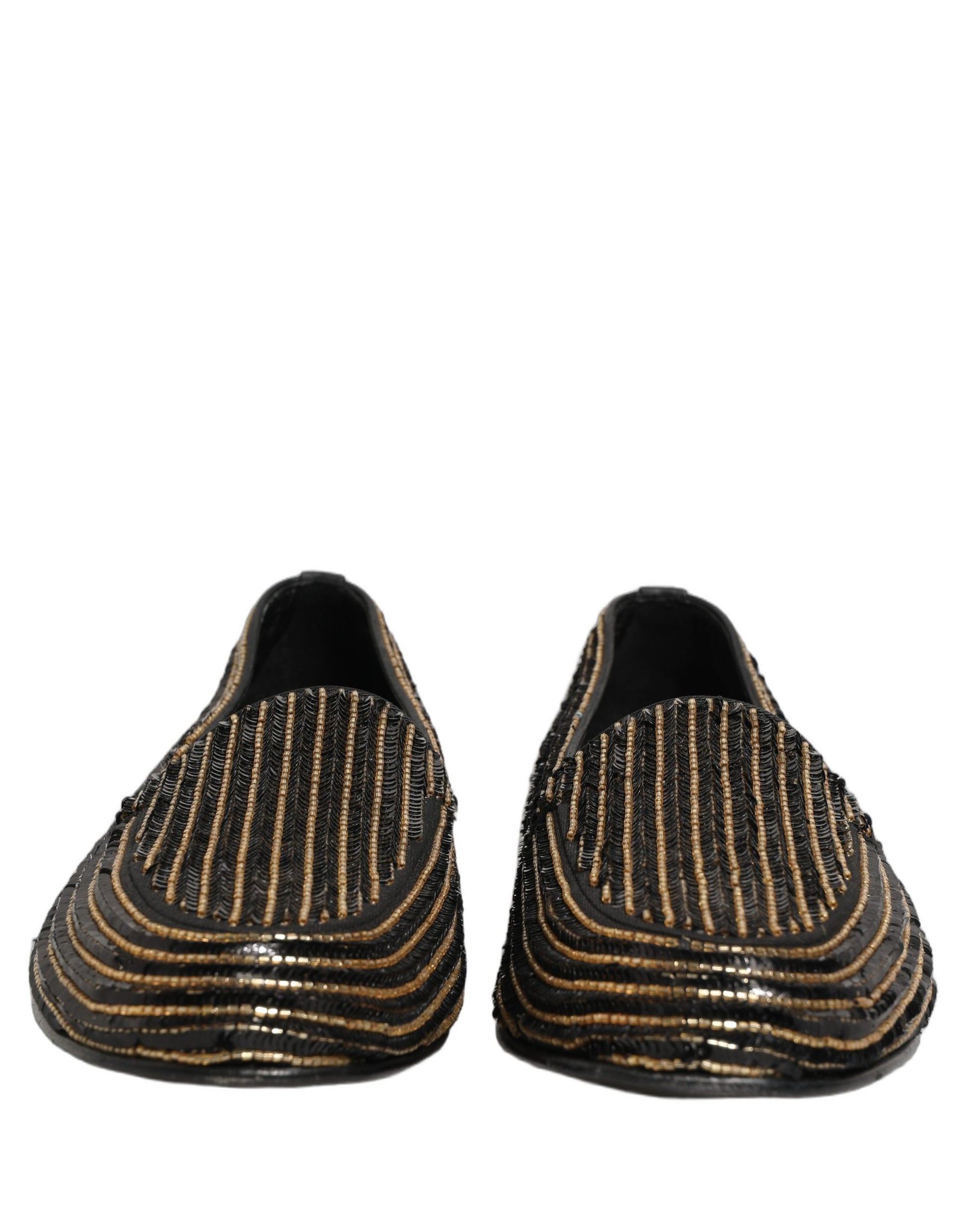 Black Gold Sequined Men Dress Loafers Shoes