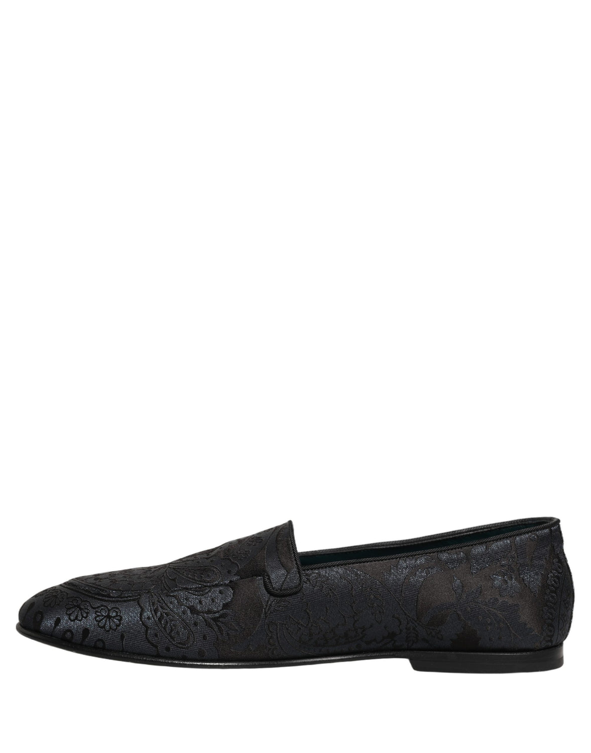 Blue Jacquard Leather Slip On Loafers Shoes