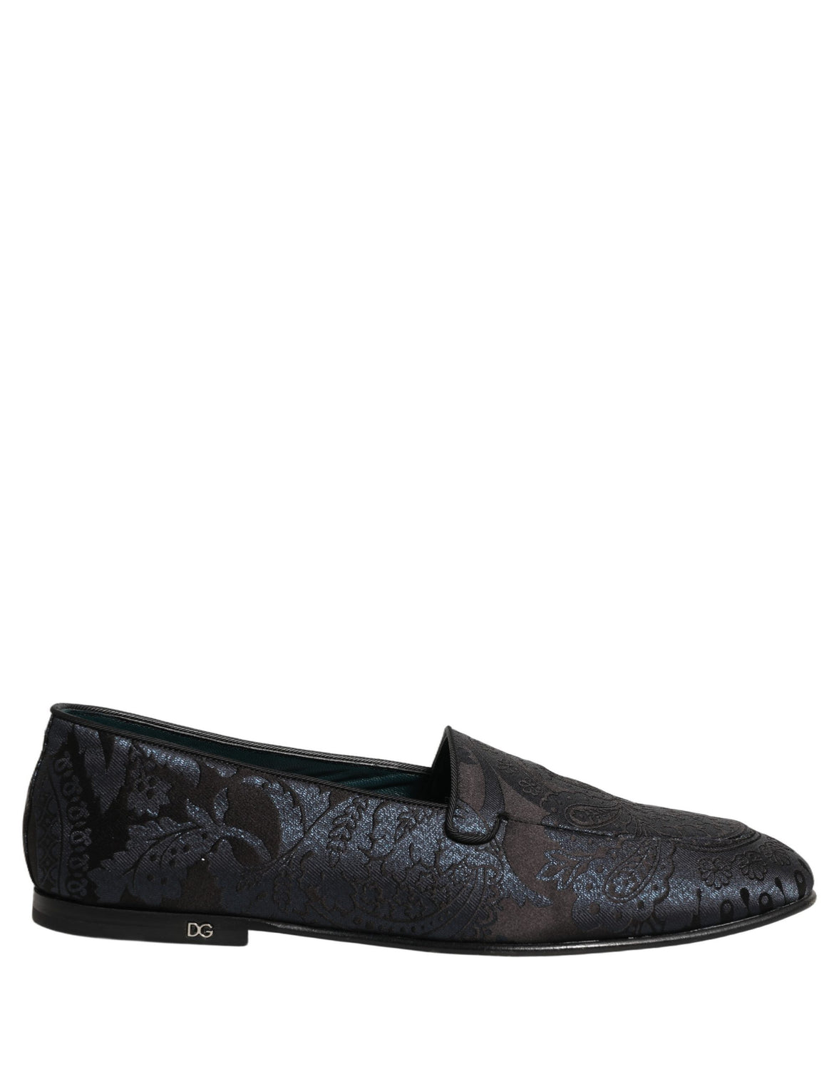 Silver Jacquard Leather Slip On Loafers Shoes