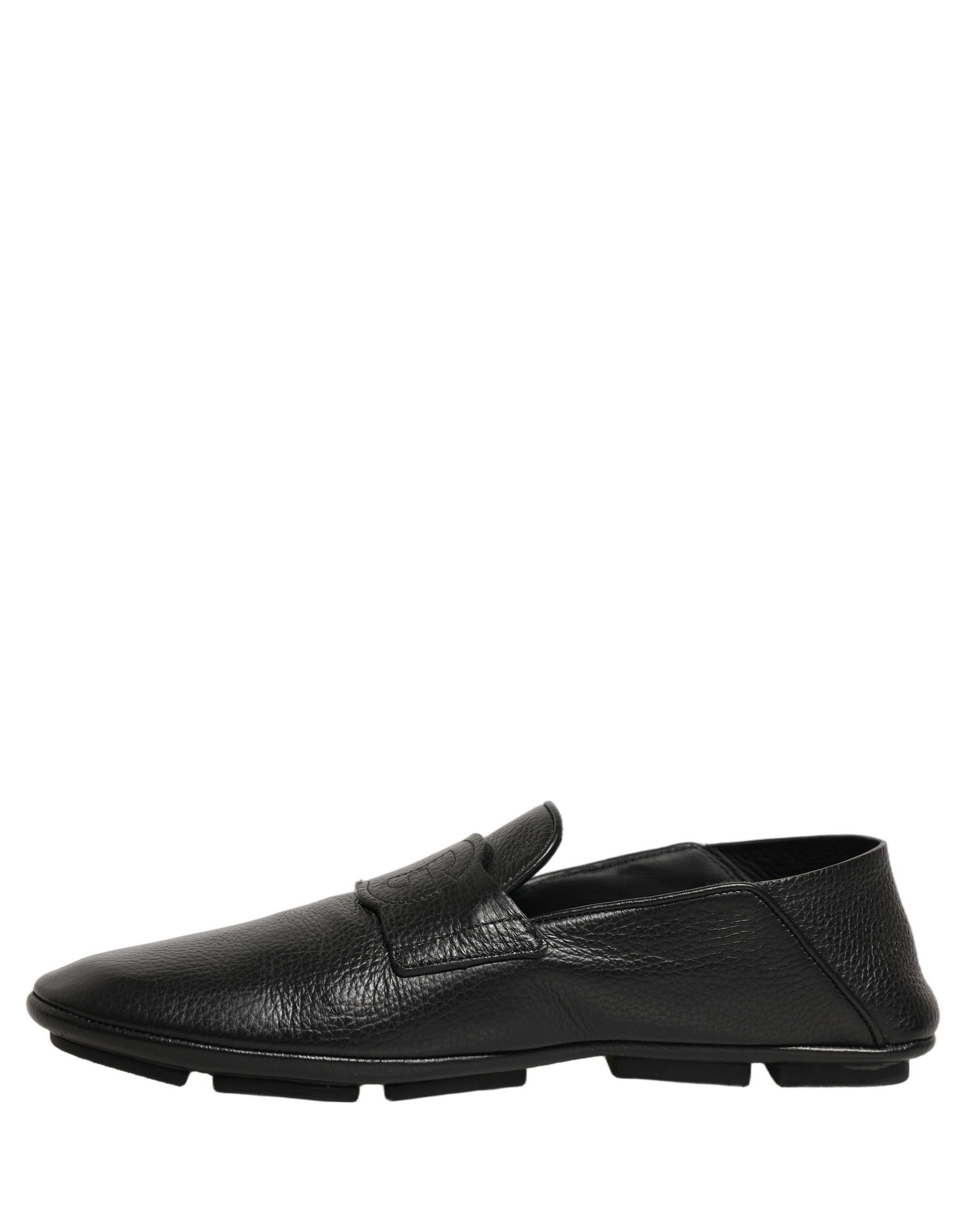 Black Deerskin Leather Driver Loafers Shoes