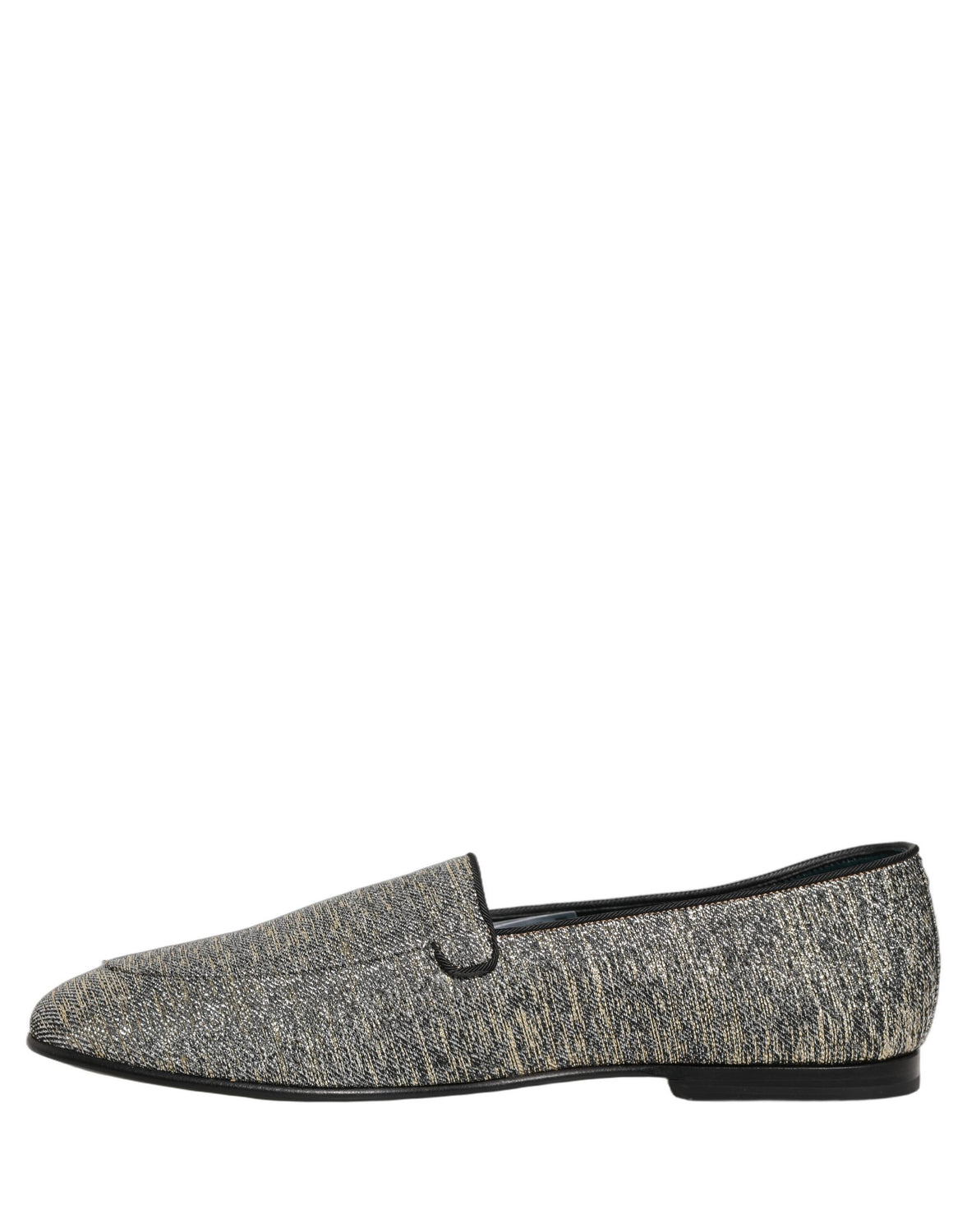 Gray Glitter Lurex DG Logo Dress Loafers Shoes
